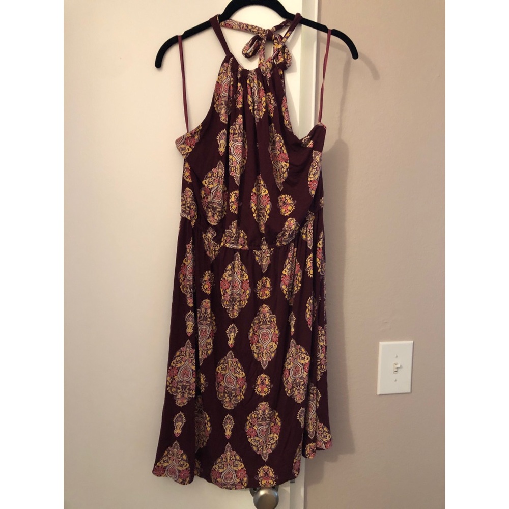 Maroon Halter Neck Dress